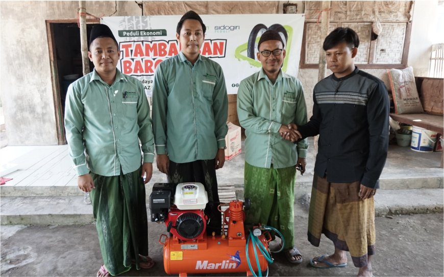 PEDULI TUKANG TAMBAL BAN, LAZ SIDOGIRI BELIKAN MESIN KOMPRESOR