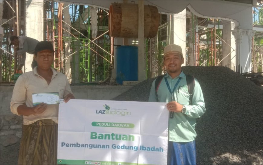 LAZ SIDOGIRI SUPPORT BIAYA PEMBANGUNAN MASJID BAITURROHMAN DI TELANG, BANGKALAN