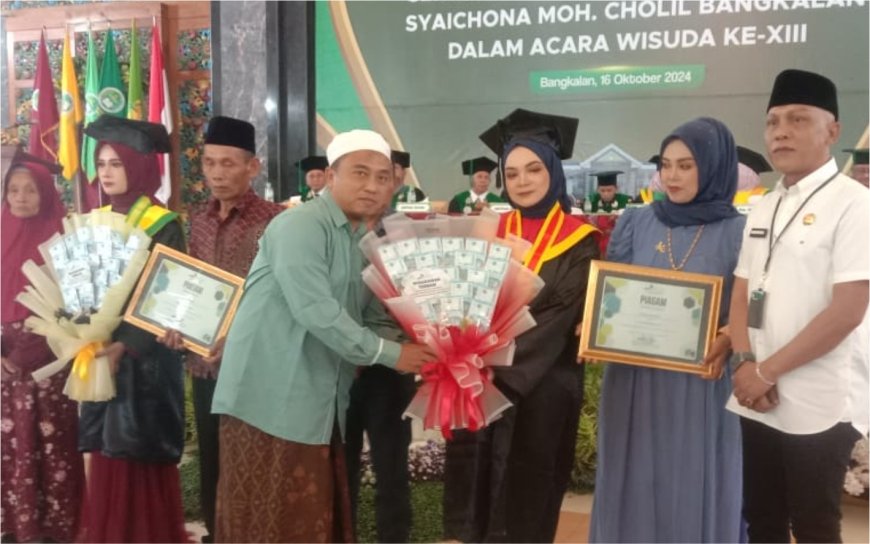SUPPORT PENDIDIKAN ANAK BANGSA, LAZ SIDOGIRI BERI BEASISWA KEPADA 3 WISUDAWATI STAIS KE XIII BANGKALAN