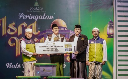 LAZ SIDOGIRI SERAHKAN BANTUAN PEDULI PALESTINA MELALUI BAZNAS RI SEBESAR Rp 1,5 MILIAR DALAM ACARA PHBI ISRA' MIKRAJ 1446 H