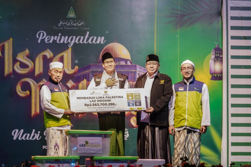 LAZ SIDOGIRI SERAHKAN BANTUAN PEDULI PALESTINA MELALUI BAZNAS RI SEBESAR Rp 1,5 MILIAR DALAM ACARA PHBI ISRA' MIKRAJ 1446 H