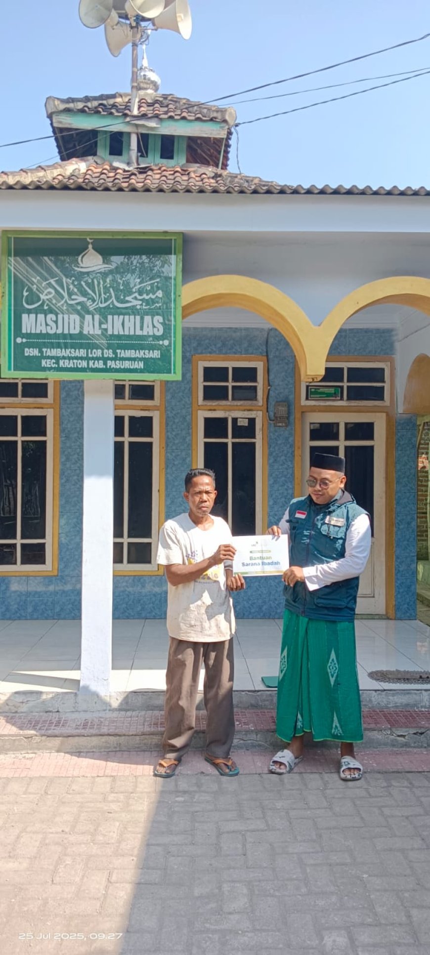 BUTUH BIAYA BESAR, LAZ SIDOGIRI SALURKAN DANA REHAB MASJID DI PASURUAN