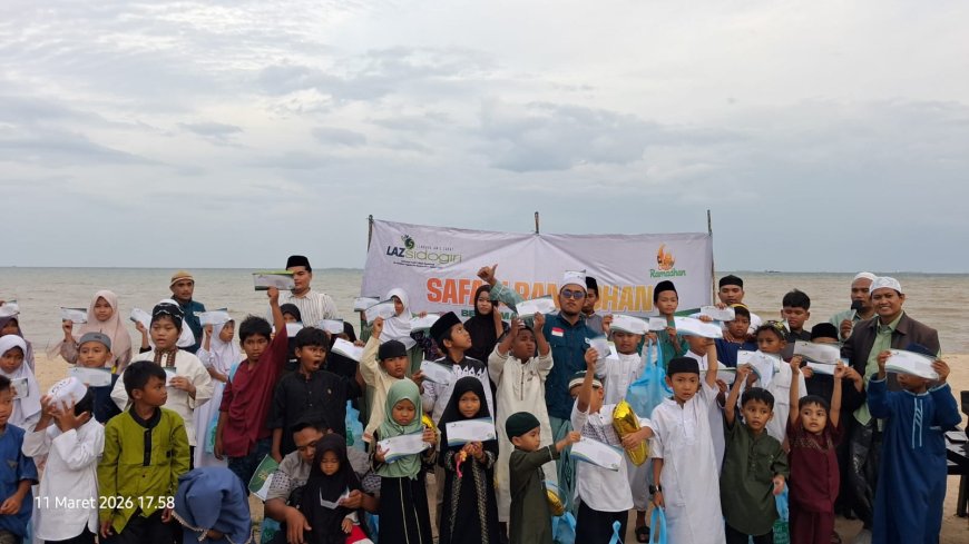 SAFARI RAMADHAN LAZ SIDOGIRI, HANGATKAN KEBERSAMAAN 60 ANAK YATIM DI PANTAI NUSANTARA BALIKPAPAN
