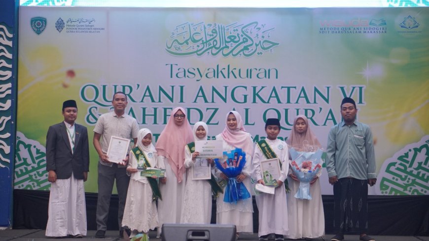 LAZ SIDOGIRI SULSEL APRESIASI SISWA BERPRESTASI DI WISUDA QURANI SDIT DARUSSALAM MAKASSAR