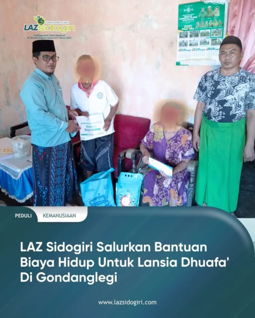 LAZ Sidogiri Salurkan Bantuan Biaya Hidup untuk Lansia Dhuafa di Gondanglegi